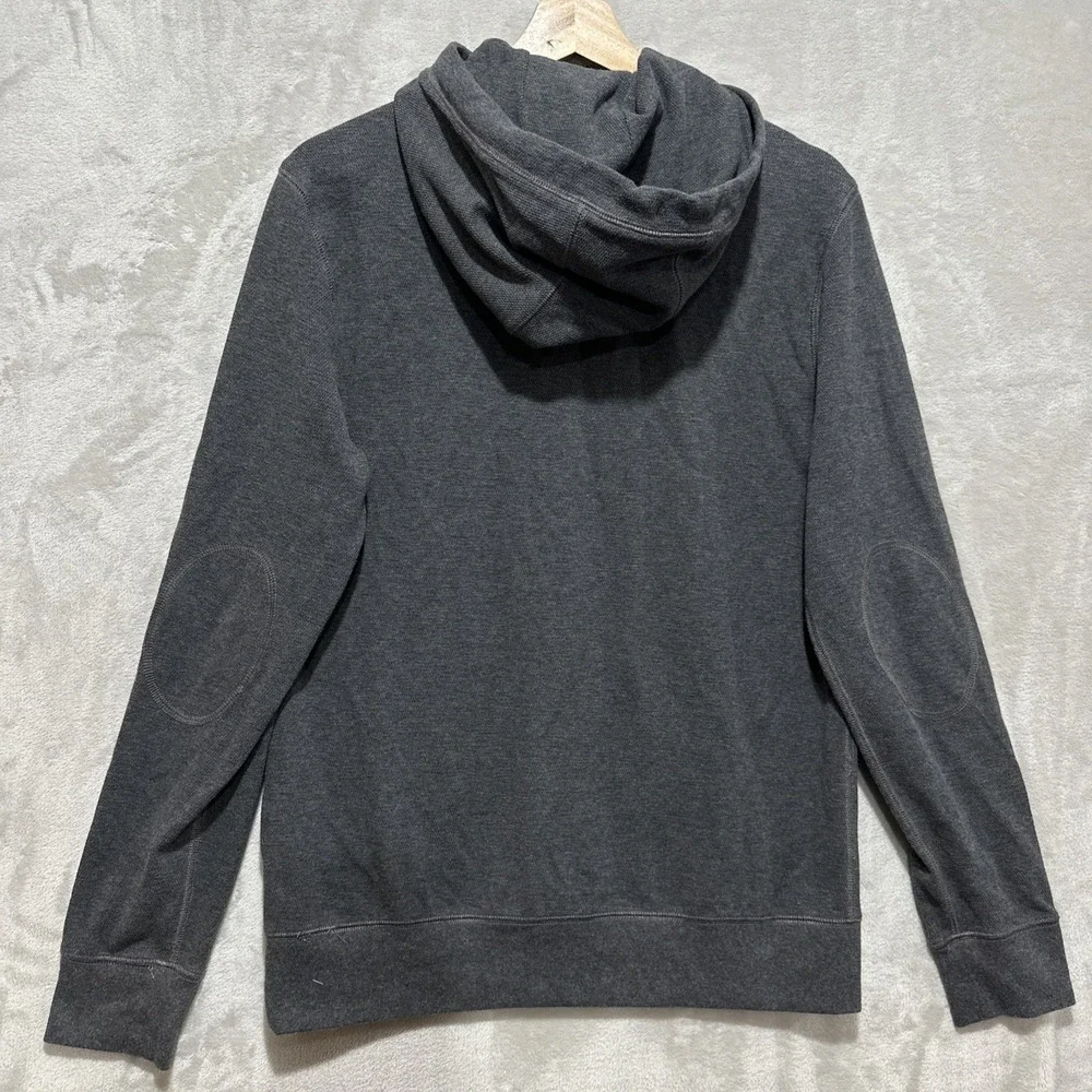 Banana Republic 1/4 Zip Pullover Hoodie Sweatshirt Men's S Gray Elbow‎ Patches